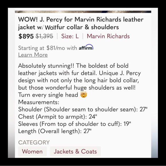 J.PERCY for MARVIN RICHARDS CHEETAH PRINT LEATHER  JACKET W/WOLF FUR COLLAR/SZ L - Picture 14 of 14